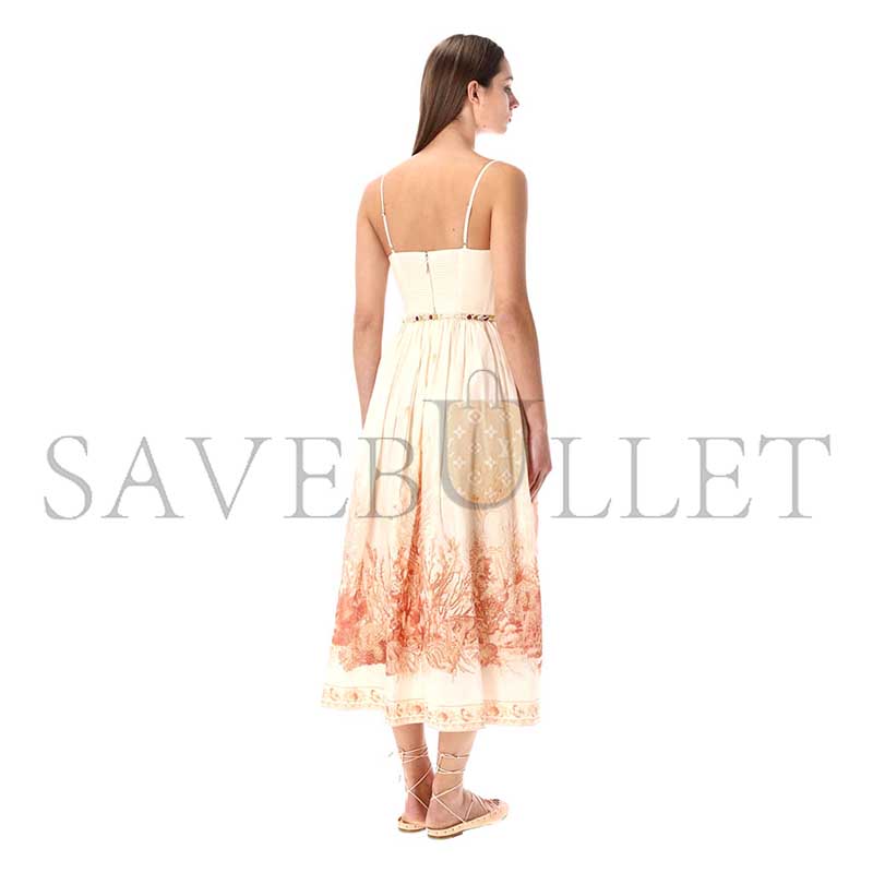 ZIMMERMANN WANDERLUST GATHERED PRINTED COTTON-VOILE MIDI DRESS